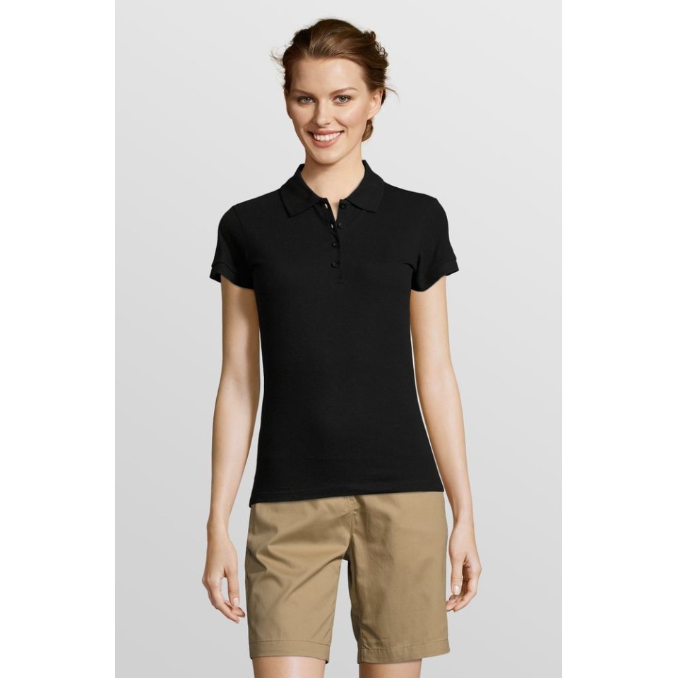 Рубашка поло женская People 210 черная, XL