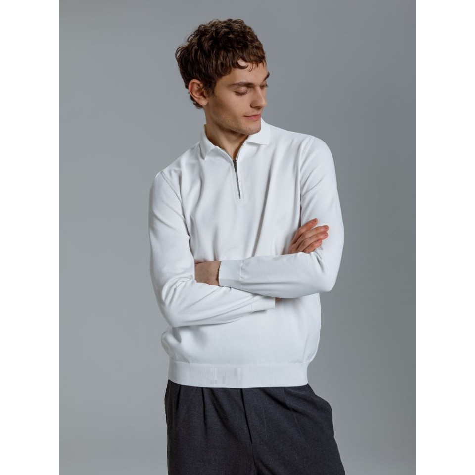 Рубашка поло мужская с длинным рукавом Terrazzo, белая, размер L/XL