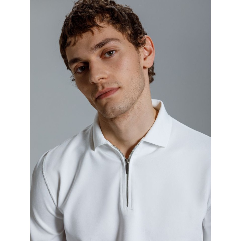 Рубашка поло мужская с длинным рукавом Terrazzo, белая, размер L/XL