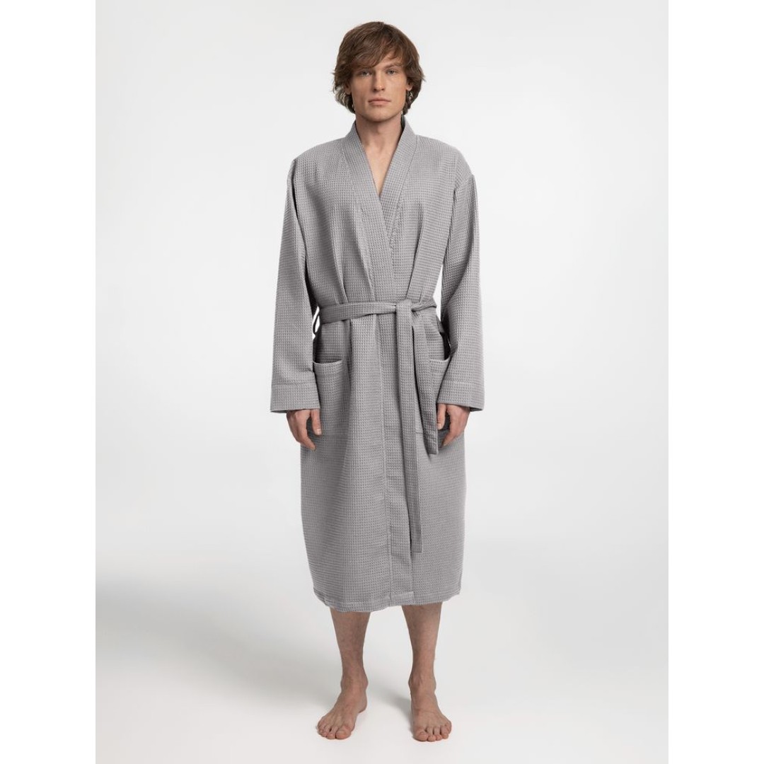 Халат вафельный Kimono, светло-серый