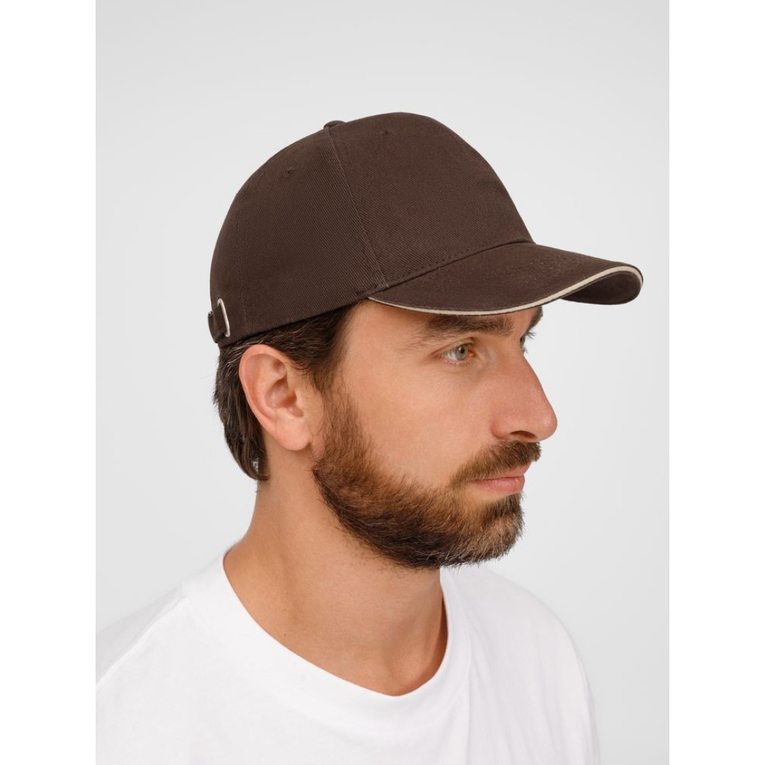 Бейсболка Buffalo, коричневая с бежевым