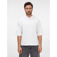 Футболка оверсайз унисекс с капюшоном Neofit, молочно-белая, размер XS/S