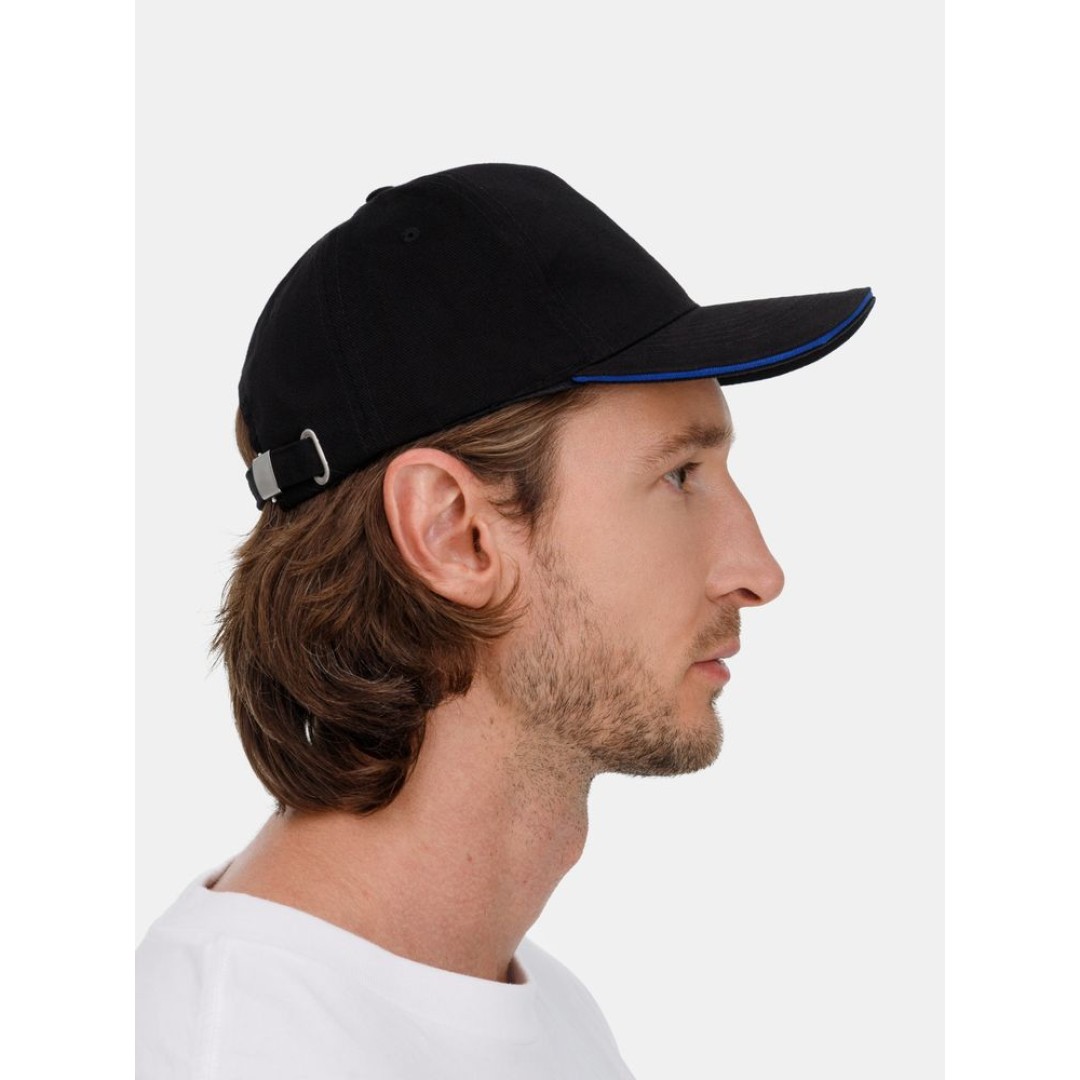 Бейсболка Long Beach, черная с ярко-синим