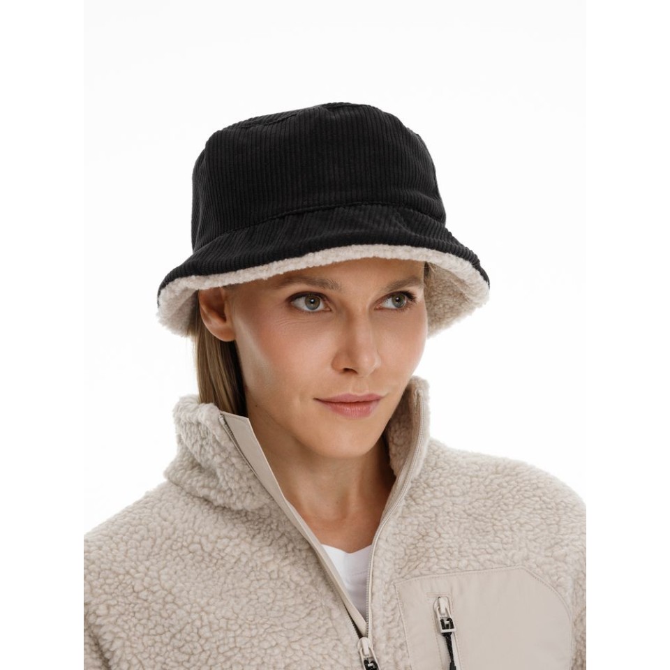 Панама Bucket двусторонняя, темно-серая с бежевым, размер S/M