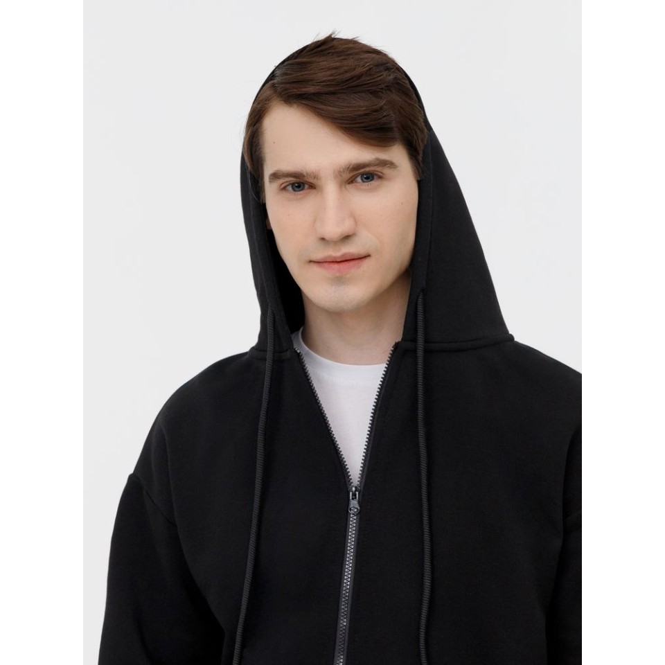 Толстовка унисекс оверсайз на молнии Zippy Terry, черная