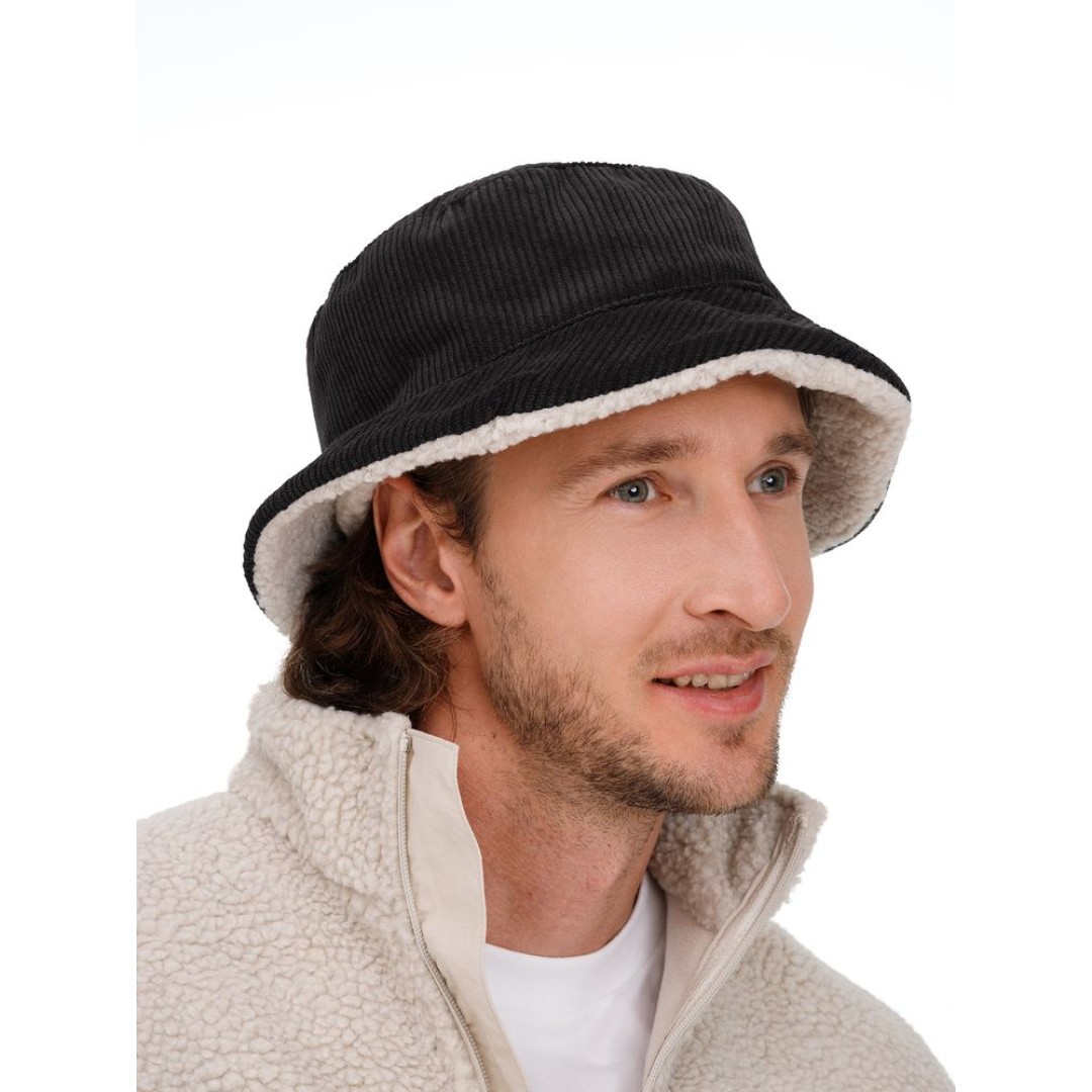 Панама Bucket двусторонняя, темно-серая с бежевым, размер S/M