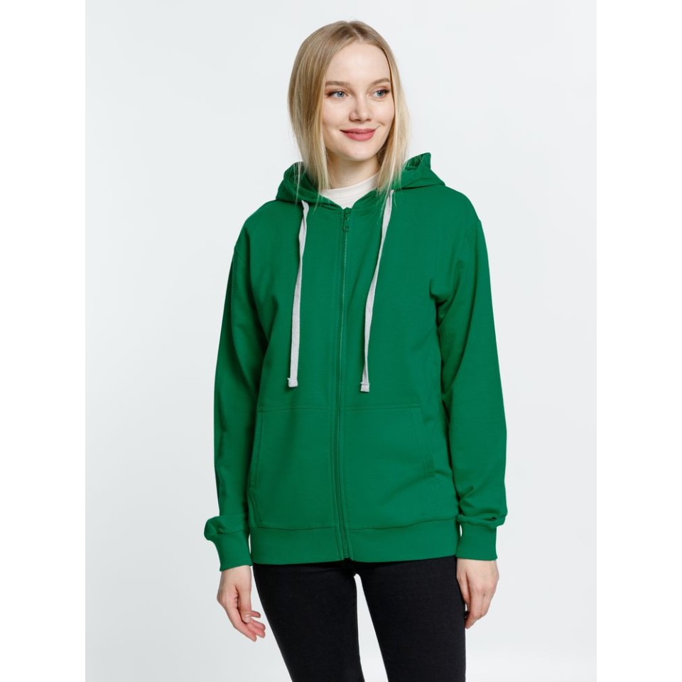 Толстовка на молнии с капюшоном Siverga, зеленая, размер XS