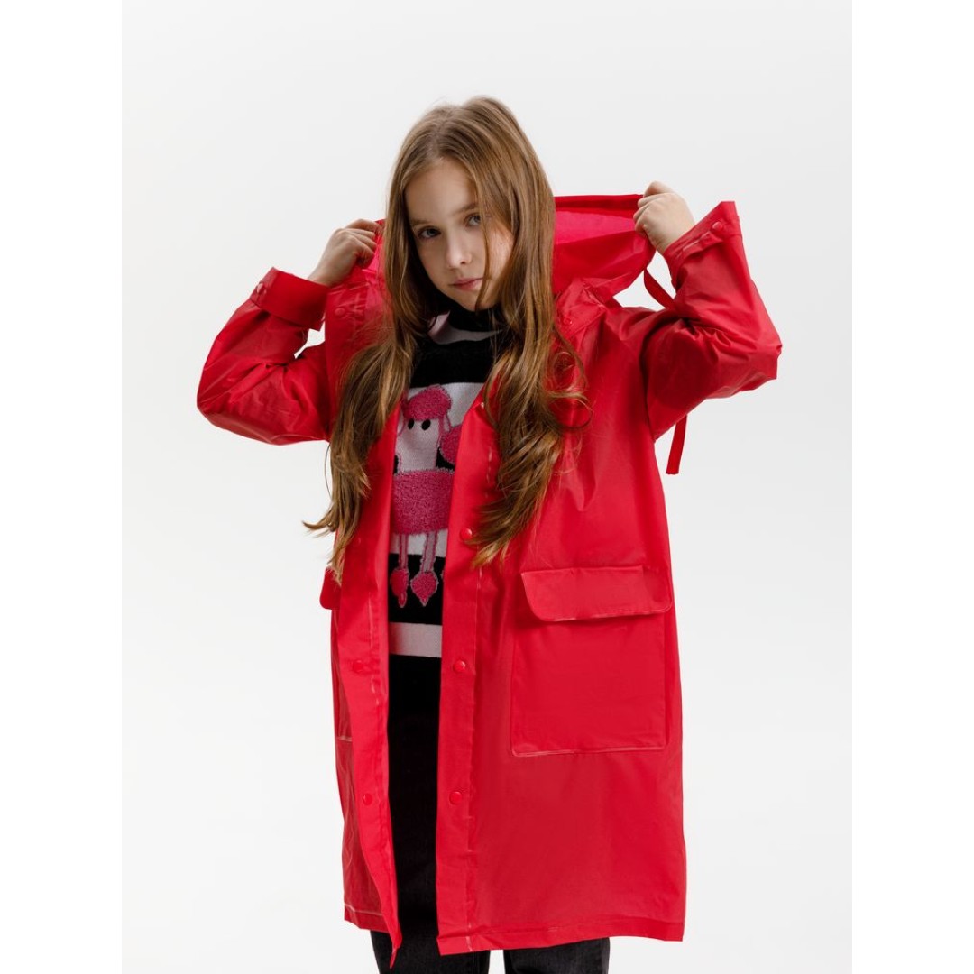 Дождевик детский RainDrop Kids, красный, 8 лет (рост 118-128)