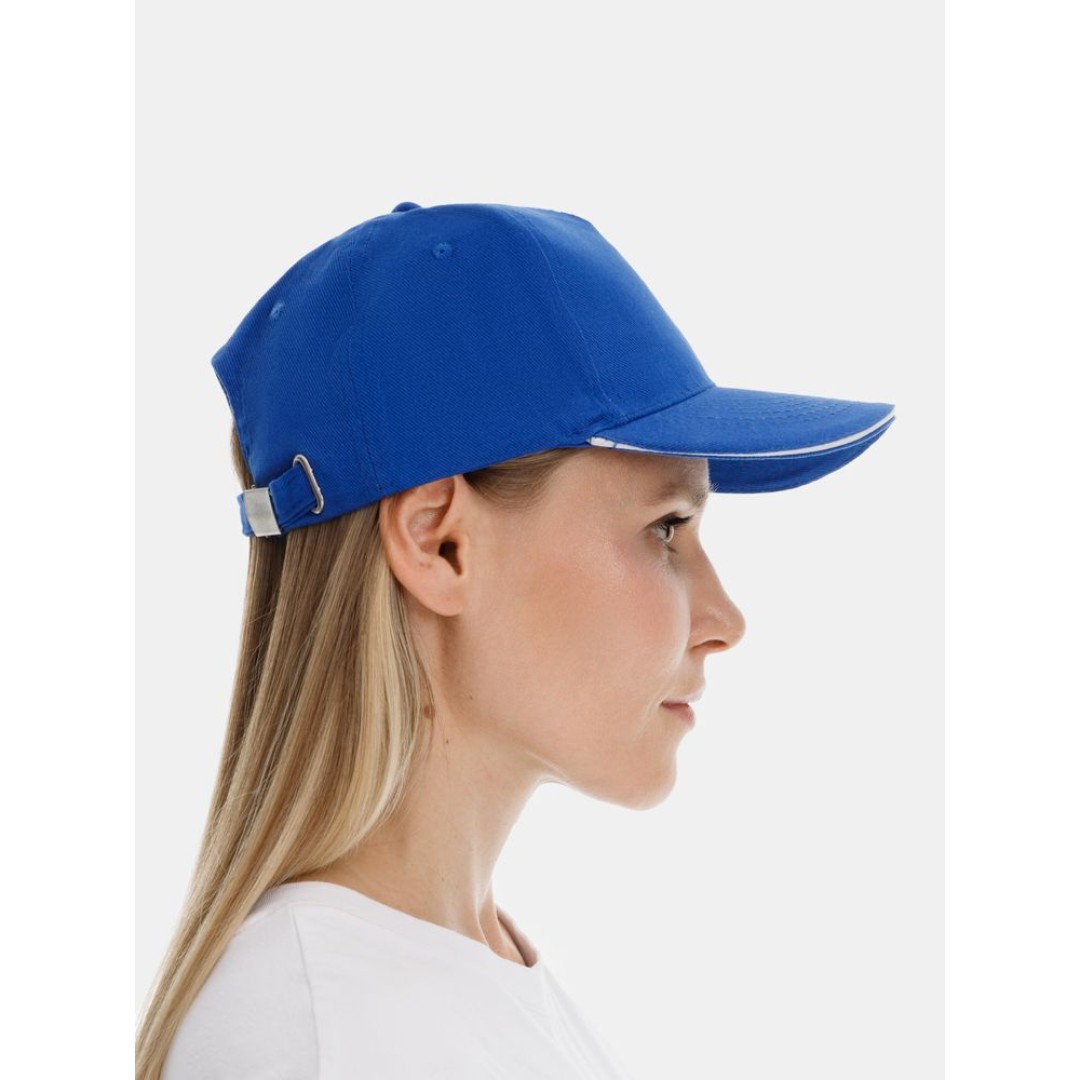 Бейсболка Long Beach, ярко-синяя с белым