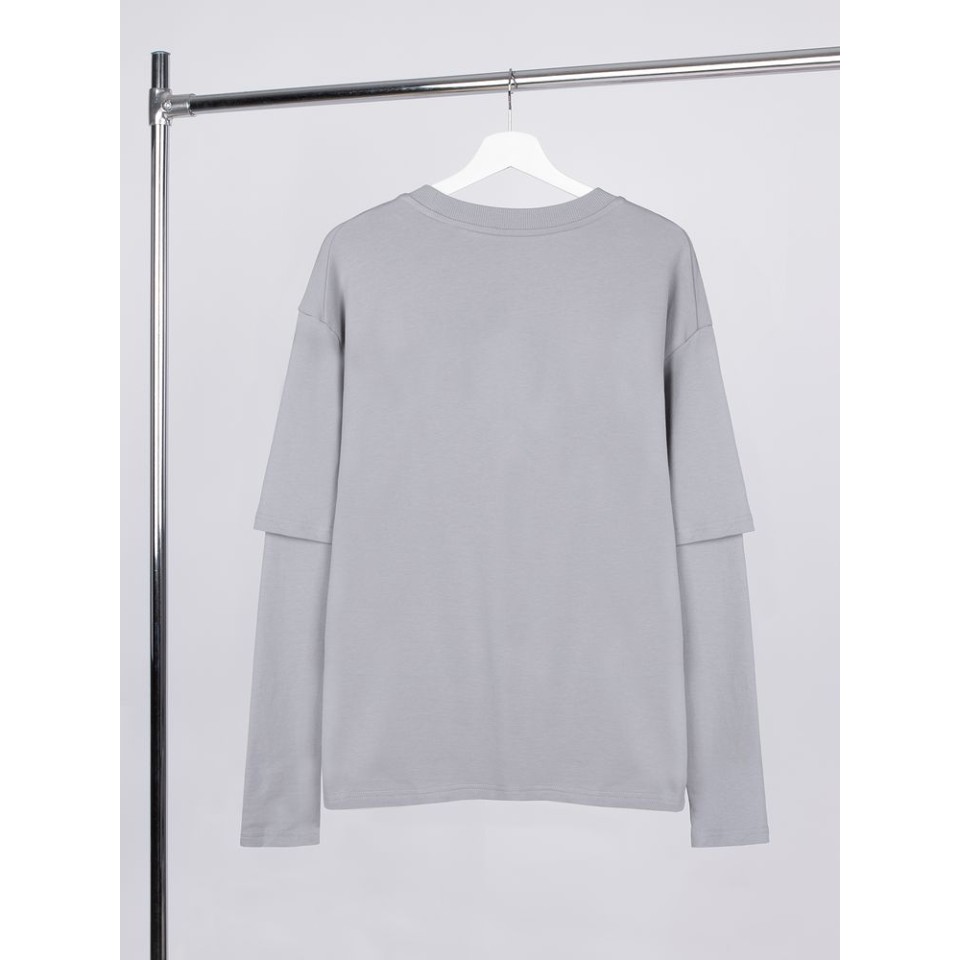 Футболка оверсайз с двойным рукавом Kosmos, светло-серая, размер XS/S