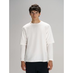 Футболка оверсайз с двойным рукавом Kosmos, молочно-белая, размер XS/S