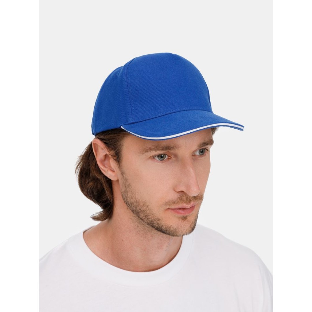 Бейсболка Long Beach, ярко-синяя с белым