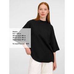 Футболка оверсайз унисекс T9, черная, размер XS/S