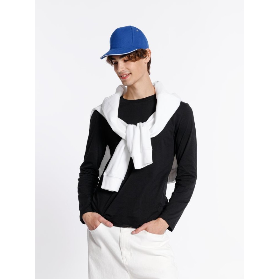 Бейсболка Classic, ярко-синяя с белым кантом