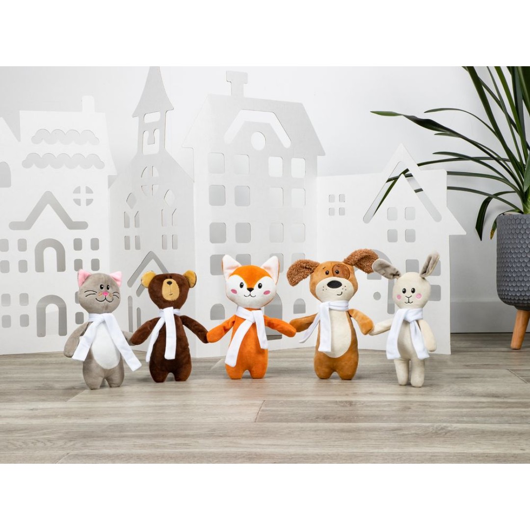 Мягкая игрушка Beastie Toys, котик с белым шарфом