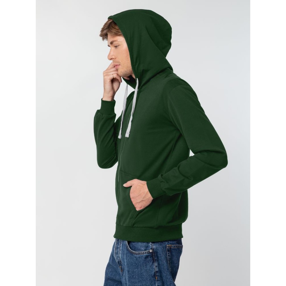 Толстовка на молнии с капюшоном Siverga, темно-зеленая, размер XS