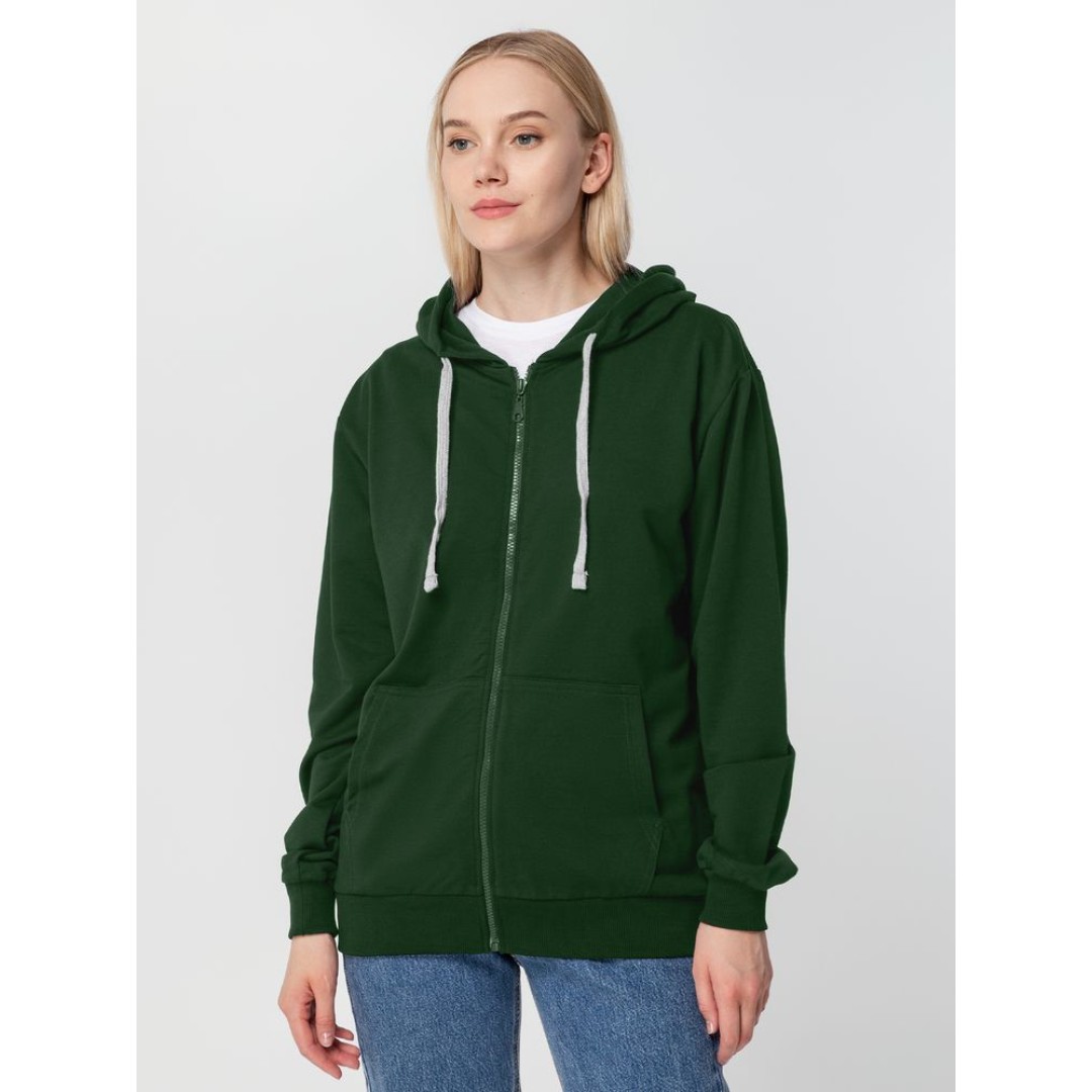 Толстовка на молнии с капюшоном Siverga, темно-зеленая, размер XS