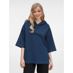 Футболка оверсайз унисекс с капюшоном Neofit, темно-синяя, размер XS/S