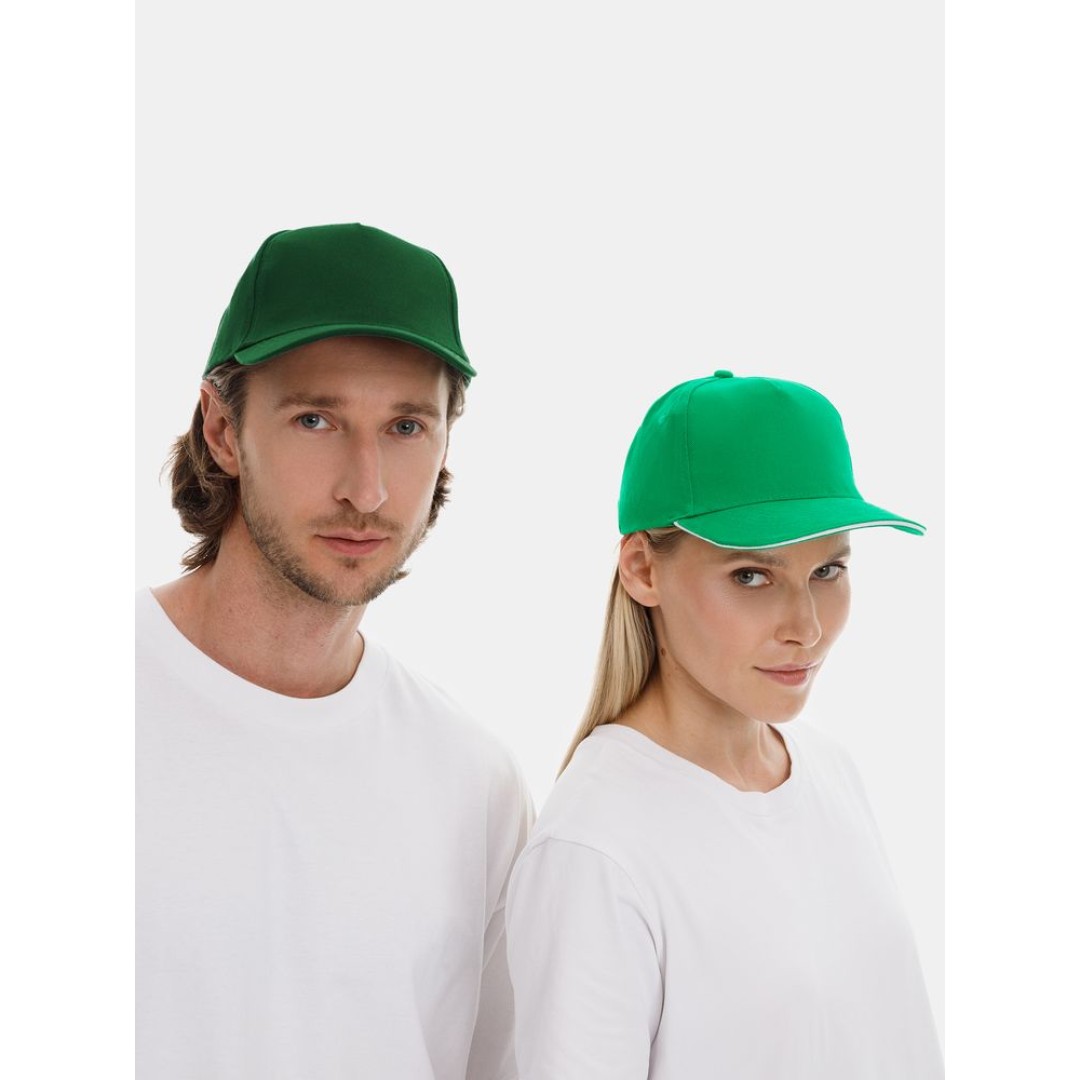 Бейсболка Long Beach, ярко-зеленая с белым