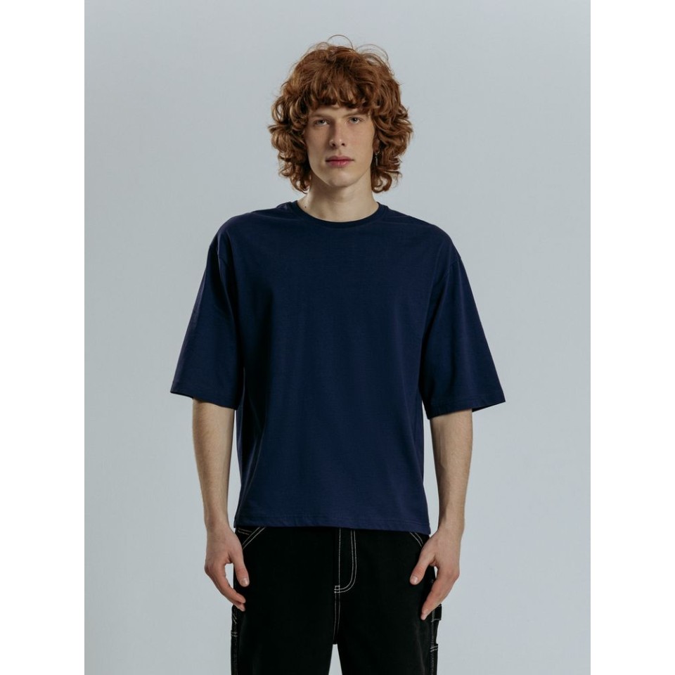 Футболка оверсайз унисекс Base Space, темно-синяя, размер XL/XXL