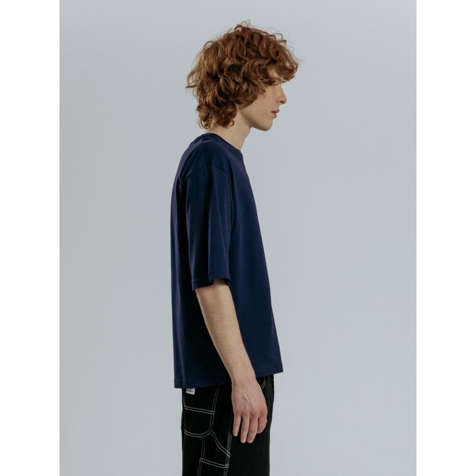 Футболка оверсайз унисекс Base Space, темно-синяя, размер XL/XXL