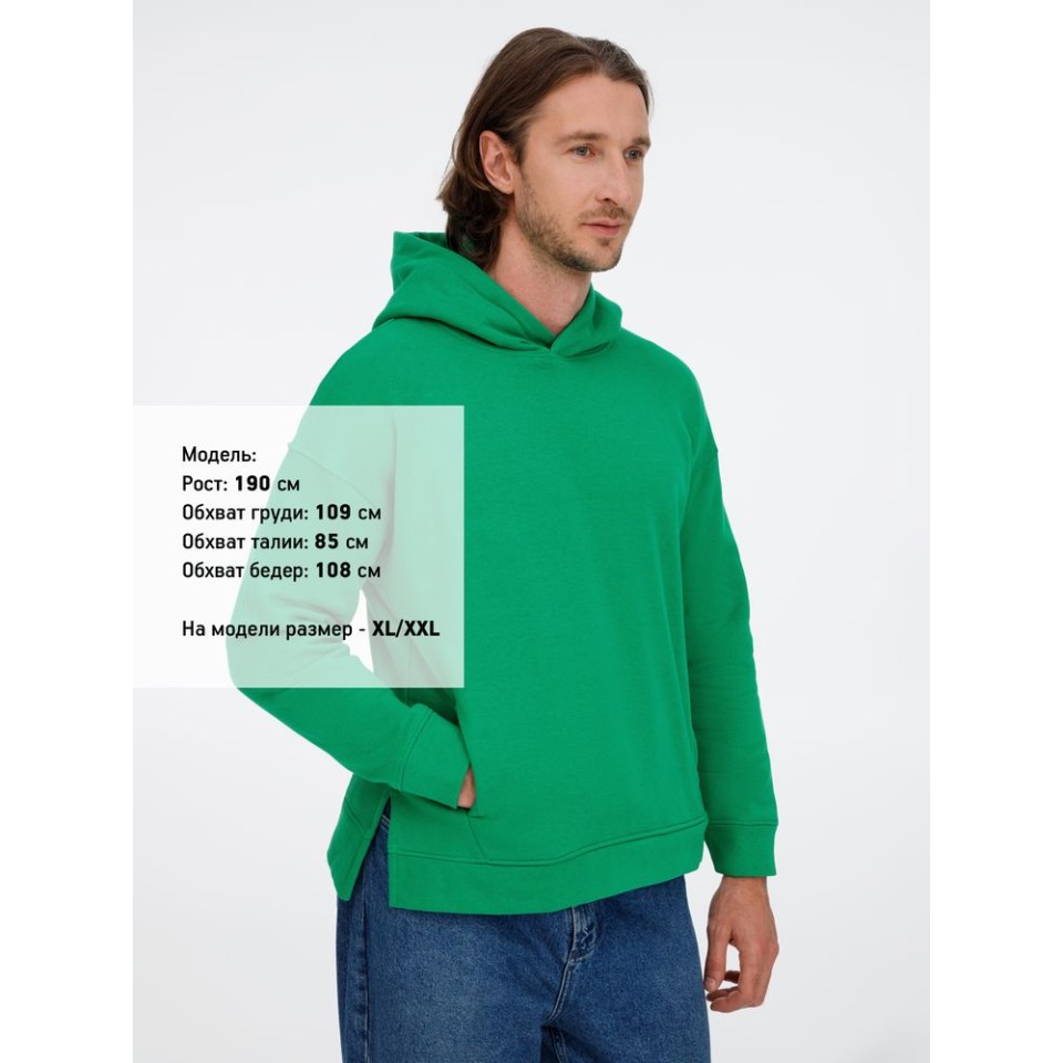 Худи оверсайз унисекс Tolla, зеленое