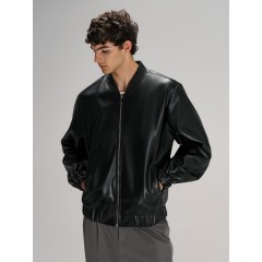 Бомбер из искусственной кожи Univer, черный, размер XS/S