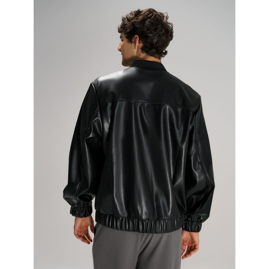 Бомбер из искусственной кожи Univer, черный, размер XS/S