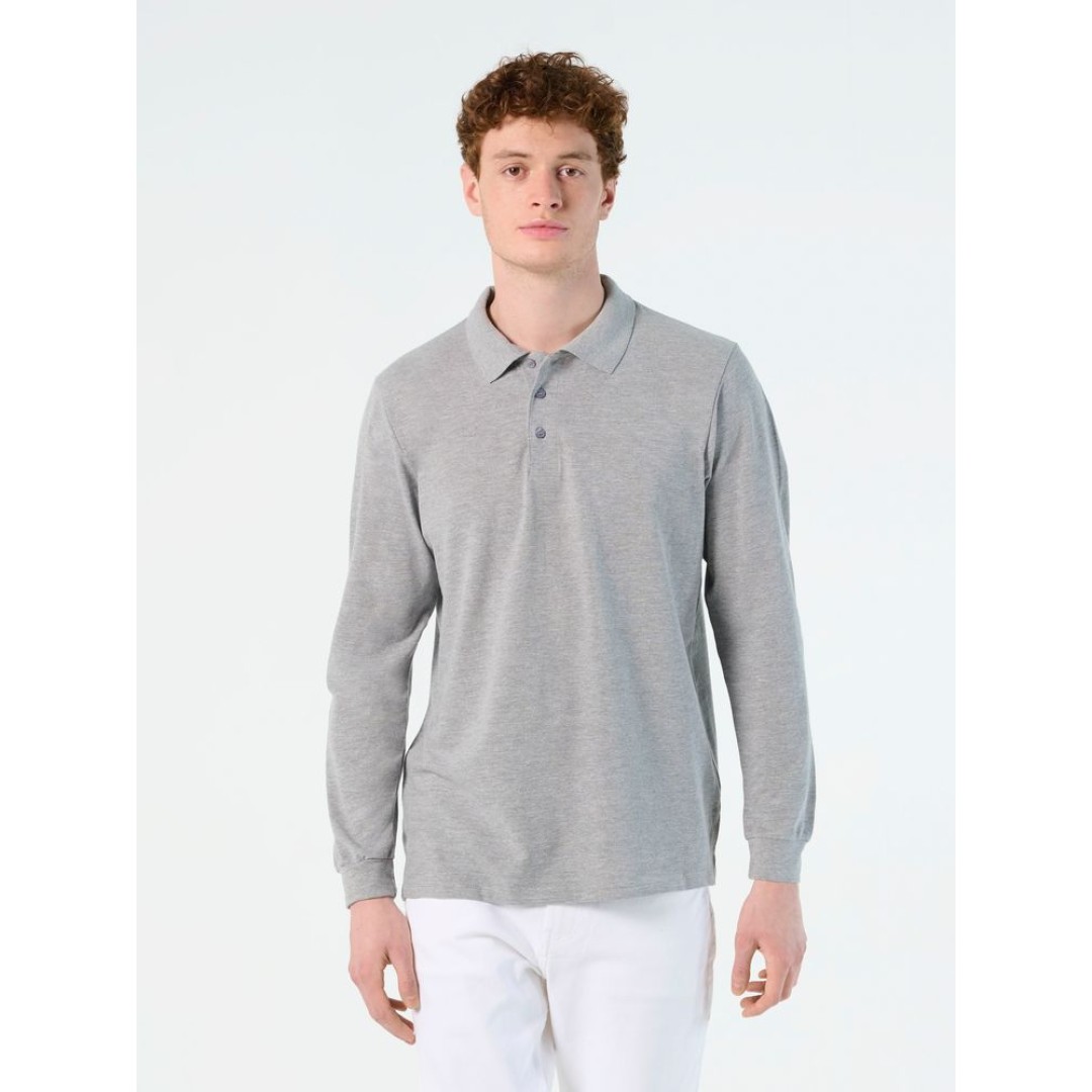 Рубашка поло мужская с длинным рукавом Star 170, серый меланж, XL