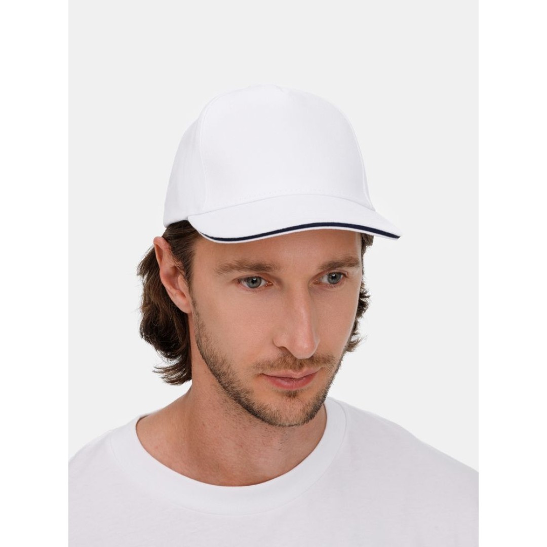 Бейсболка Long Beach, белая с темно-синим