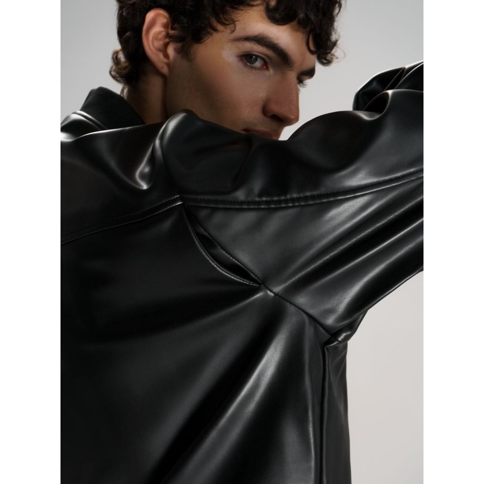 Бомбер из искусственной кожи Univer, черный, размер XS/S