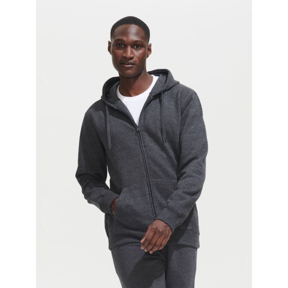 Толстовка мужская на молнии с капюшоном Seven Men 290, серый меланж, S