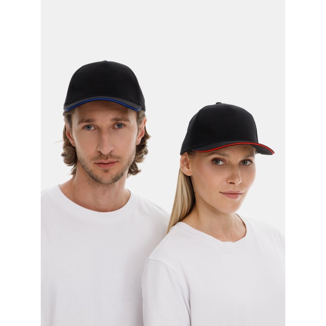 Бейсболка Long Beach, черная с ярко-синим