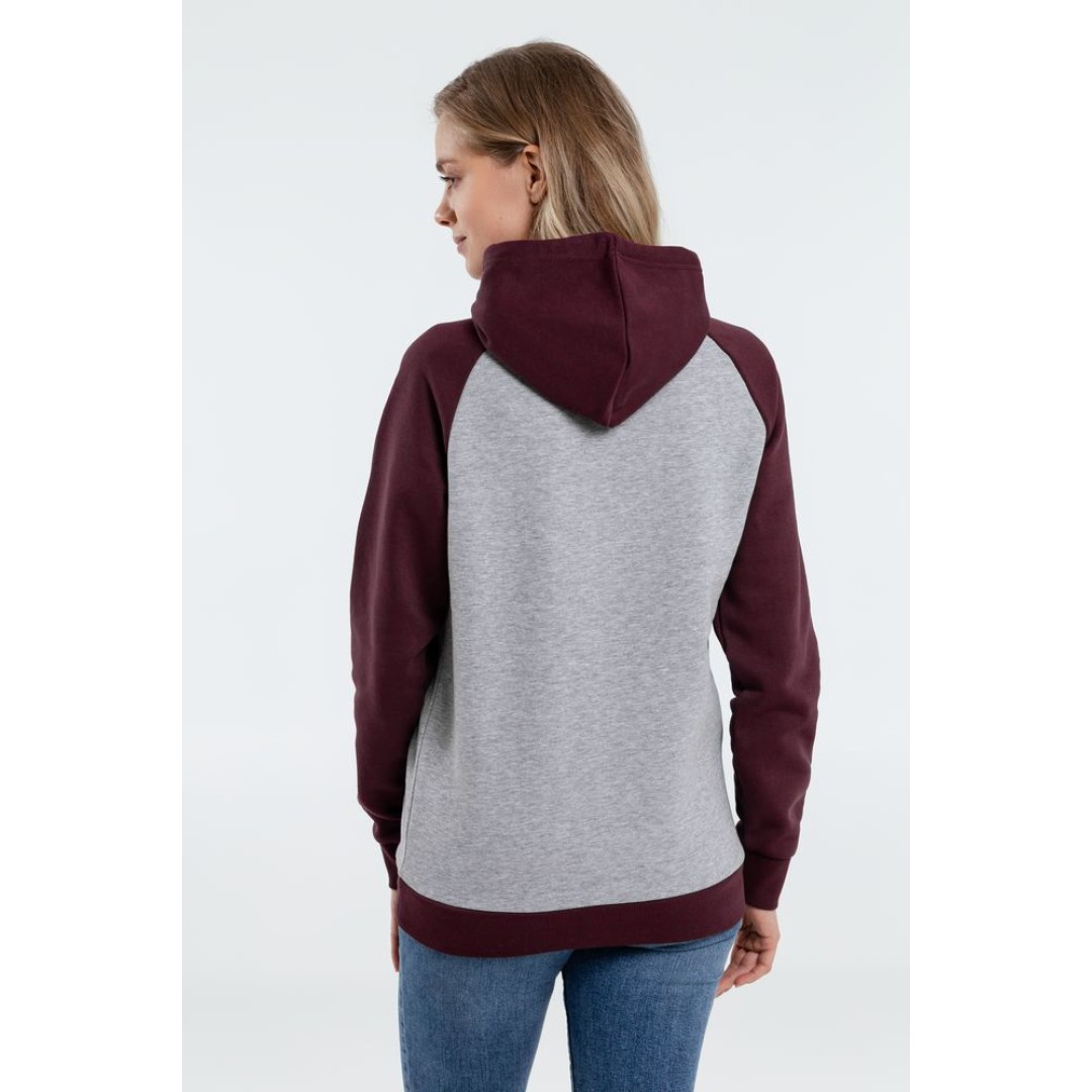 Толстовка унисекс Seattle серый меланж/бордовый, XXL