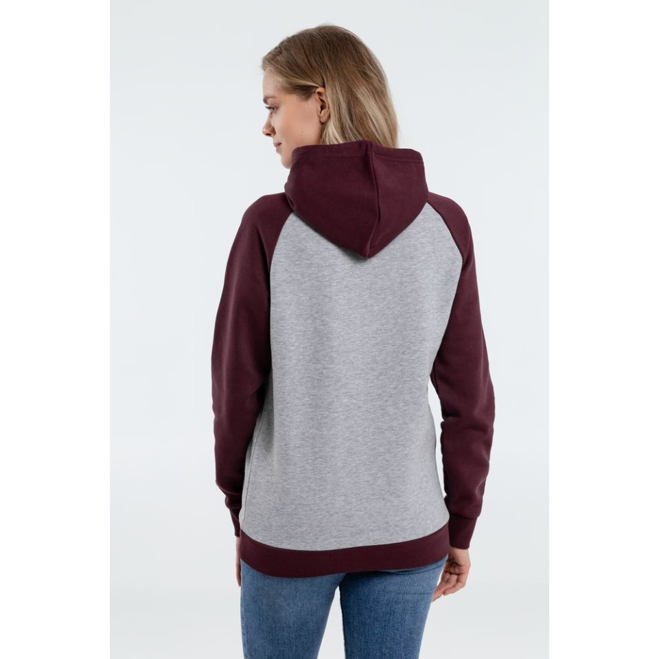 Толстовка унисекс Seattle серый меланж/бордовый, XL