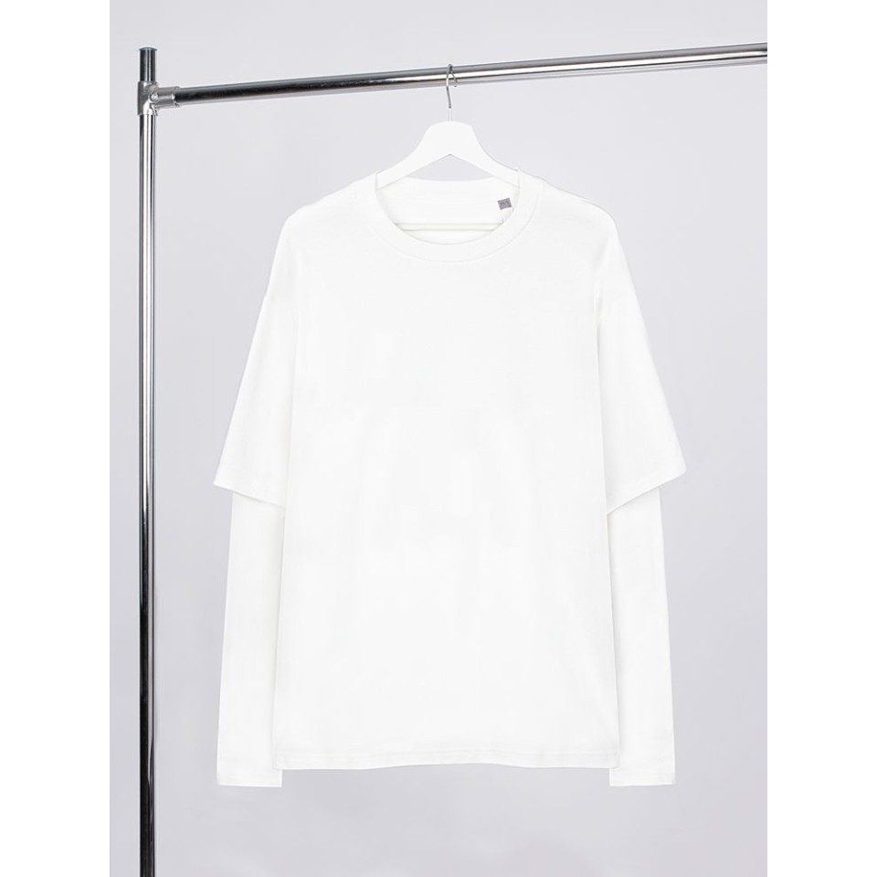 Футболка оверсайз с двойным рукавом Kosmos, молочно-белая, размер XS/S