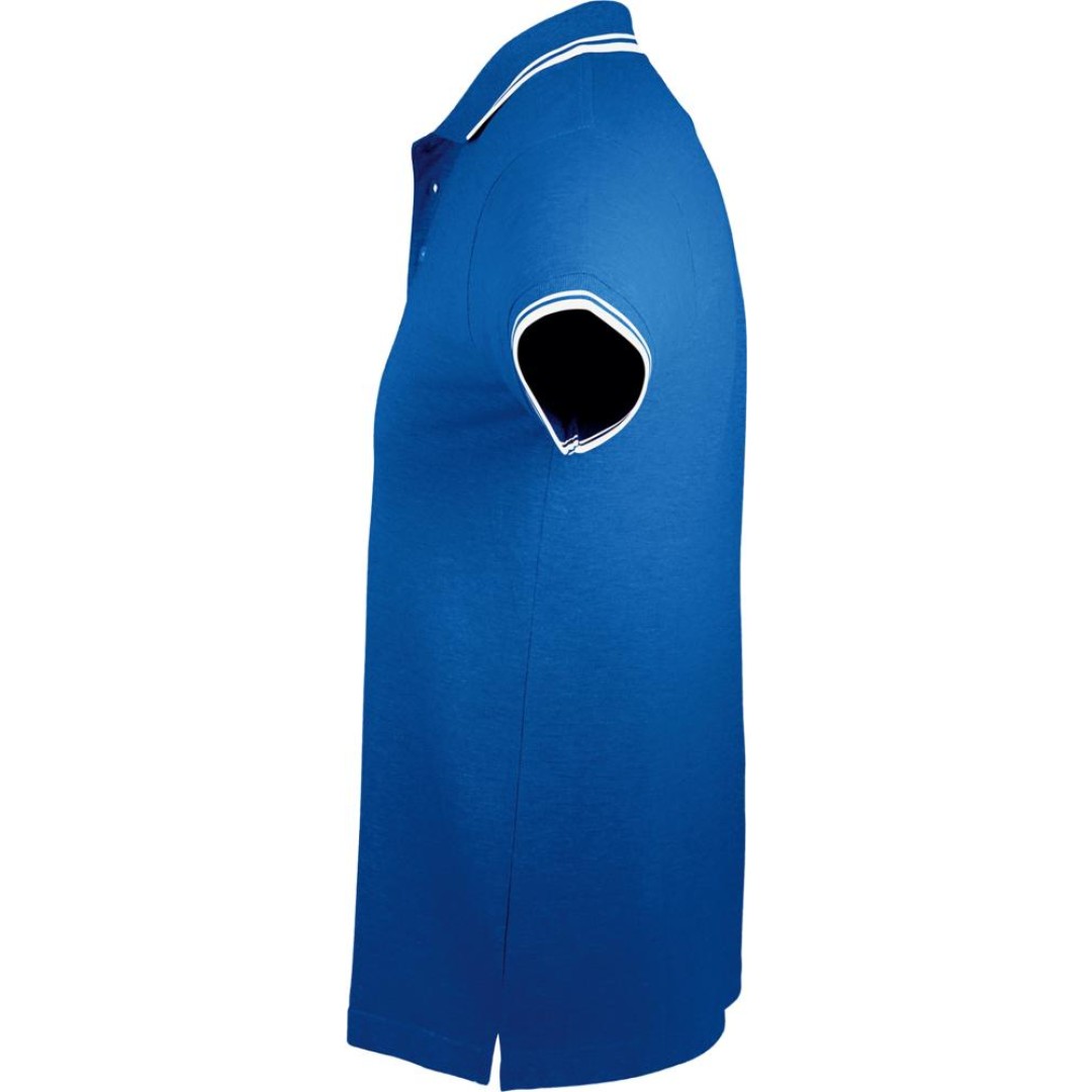 Рубашка поло мужская Pasadena Men 200 с контрастной отделкой ярко-синяя с белым, XXL