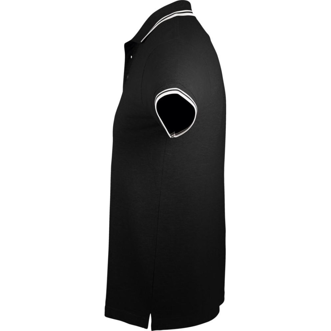 Рубашка поло мужская Pasadena Men 200 с контрастной отделкой черная с белым, XXL