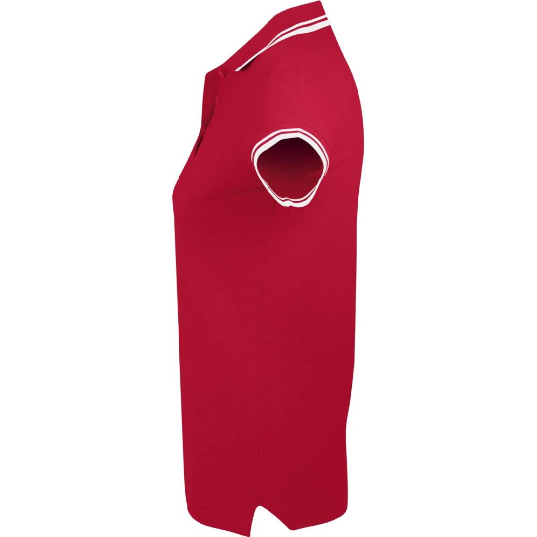 Рубашка поло женская Pasadena Women 200 с контрастной отделкой красная с белым, XL