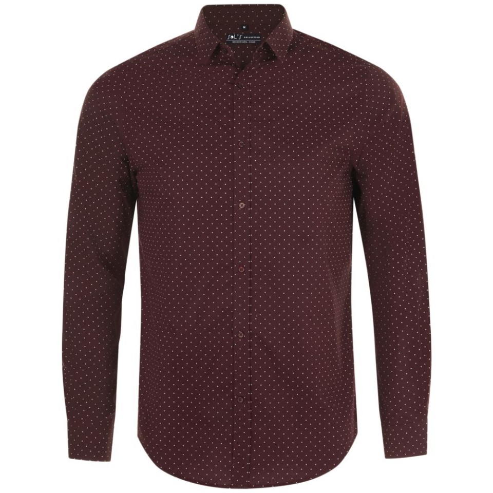 Рубашка мужская Becker Men, бордовая с белым, S