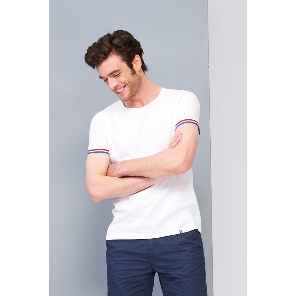 Футболка мужская Rainbow Men, белая с ярко-синим, S