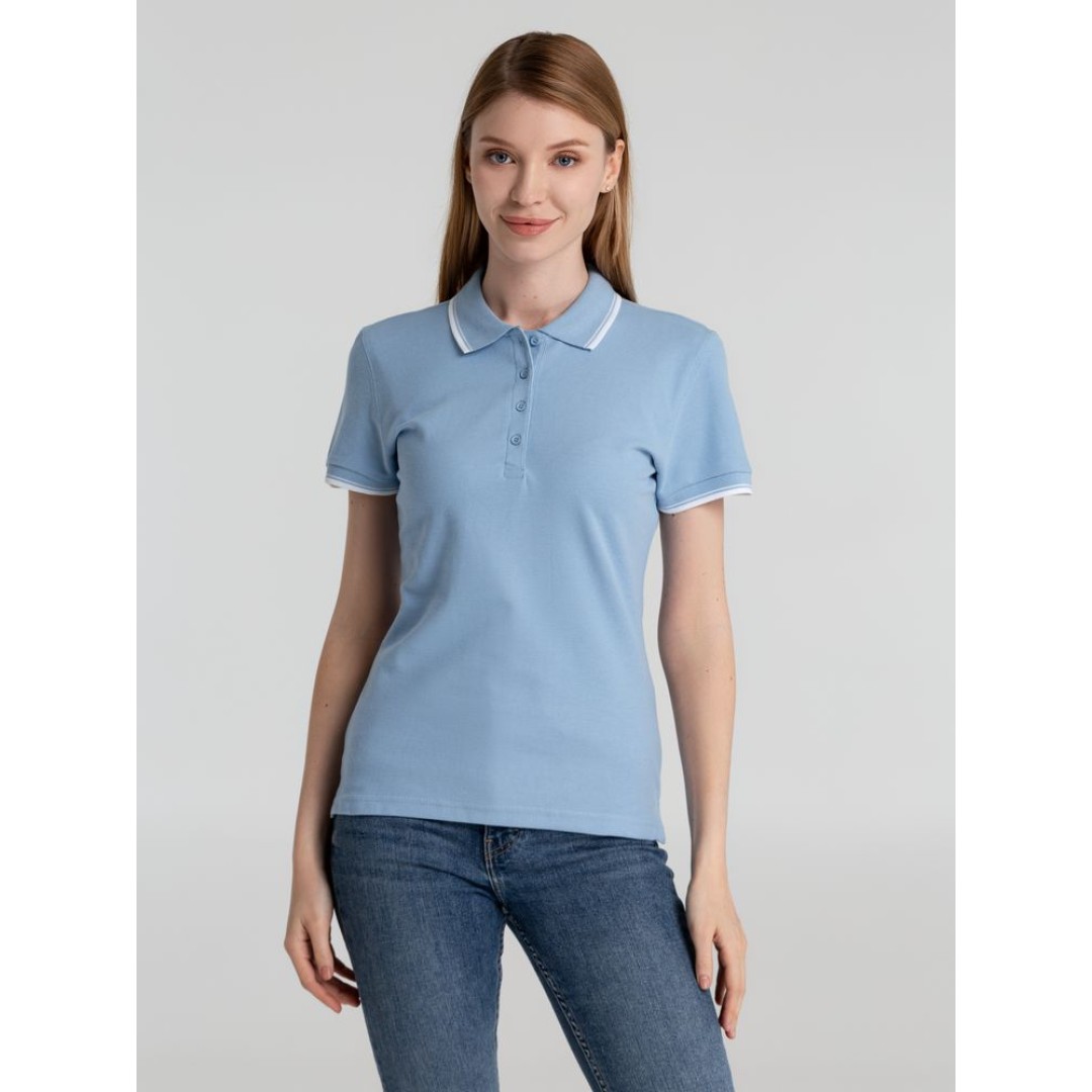 Рубашка поло женская Practice women 270 голубая с белым, L