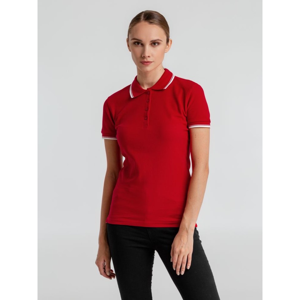 Рубашка поло женская Practice women 270 красная с белым, L