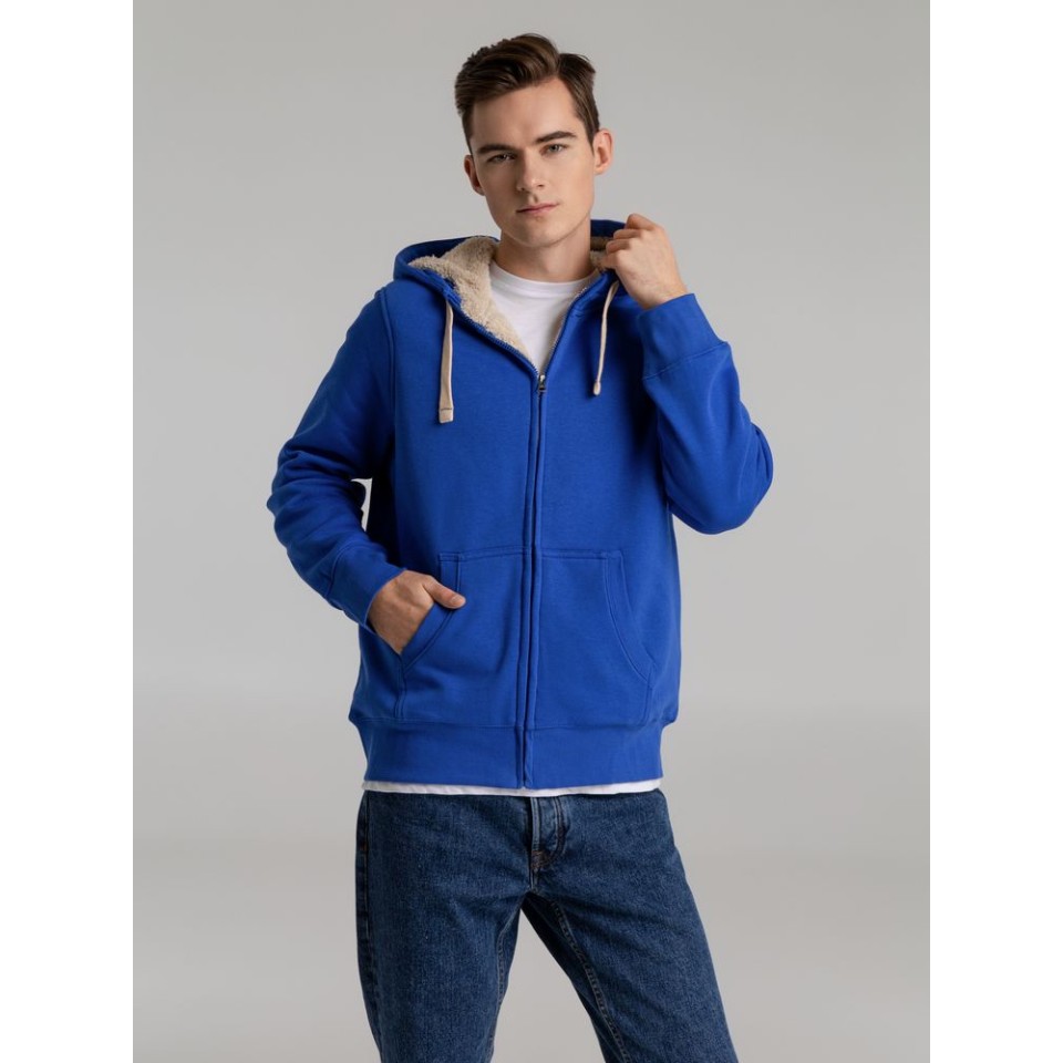 Толстовка унисекс на молнии Sherpa 280 ярко-синяя, XS