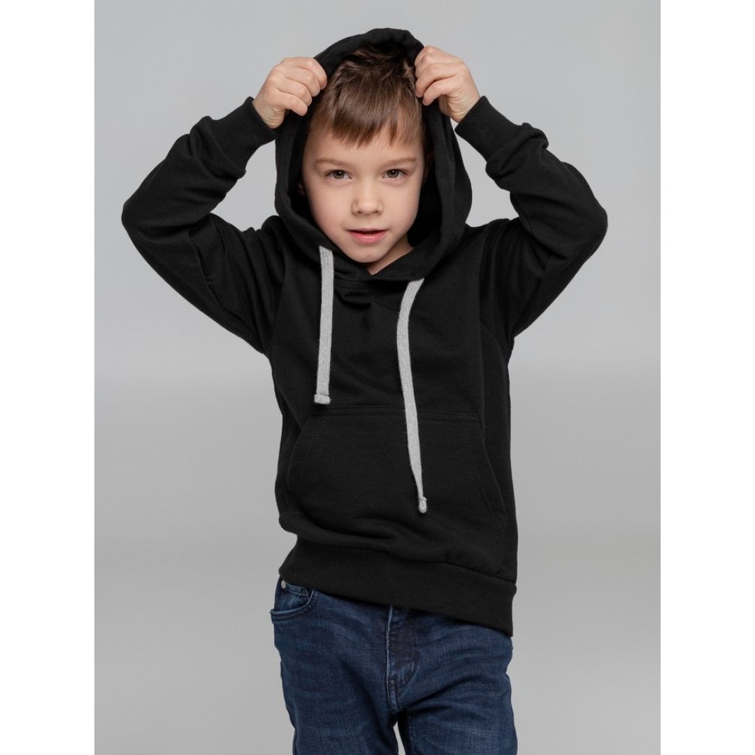 Толстовка с капюшоном детская Kirenga Kids, черная, 6 лет