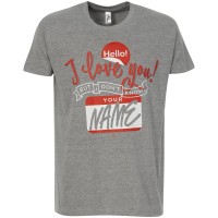 Футболка Hello! I Love You!, серый меланж, S