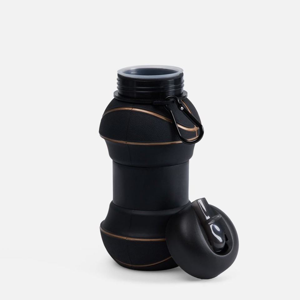 Складная бутылка для воды Basketball Flex, черная