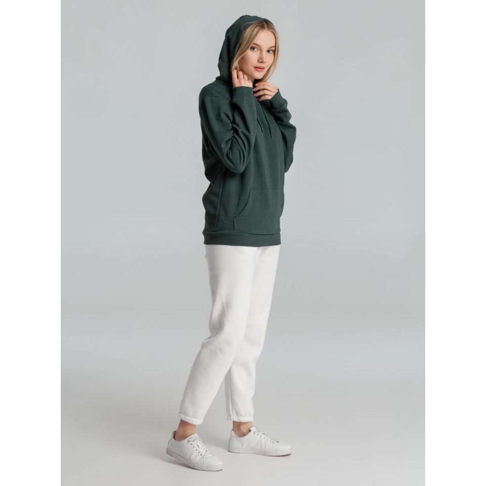 Толстовка с капюшоном унисекс Hoodie, темно-зеленый меланж