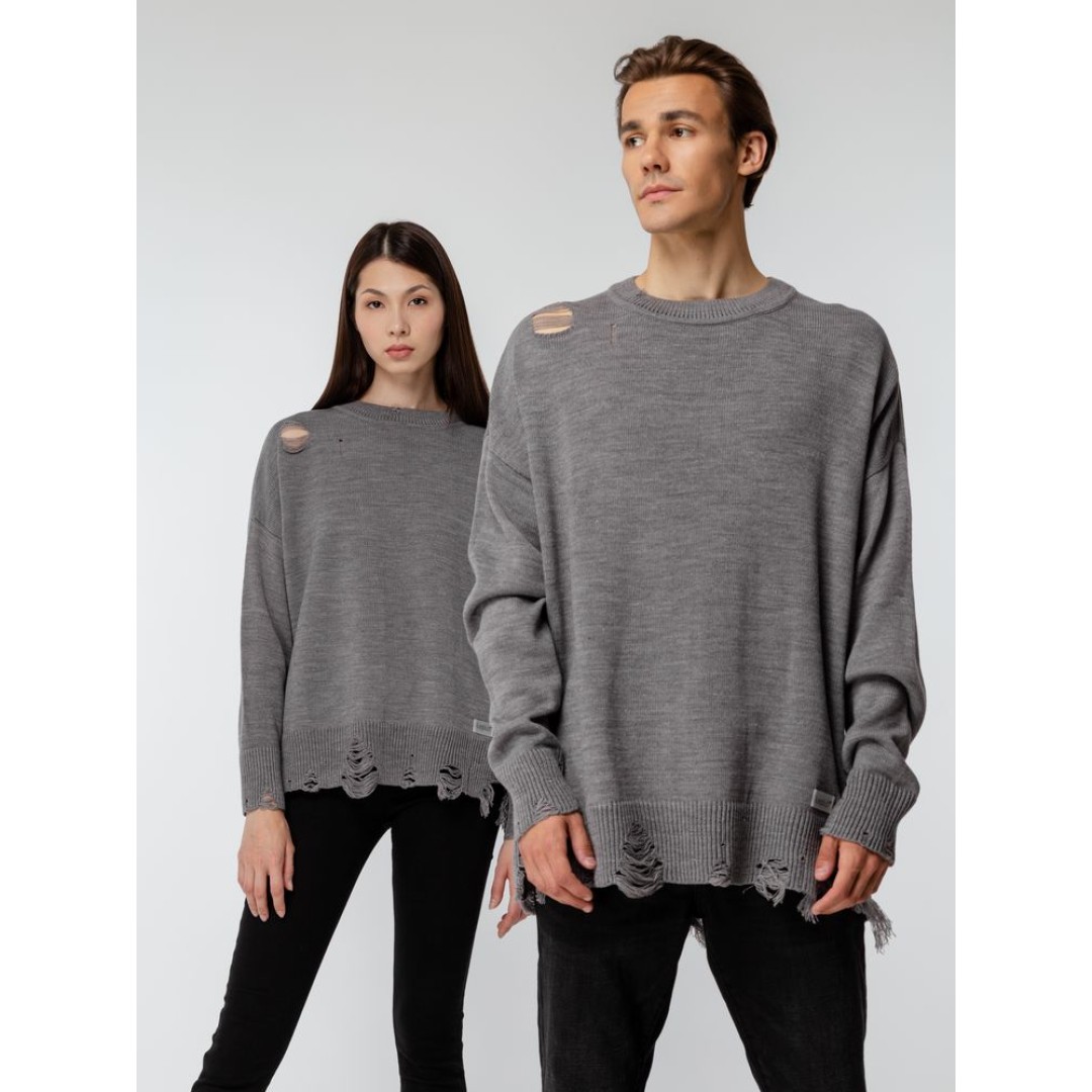 Джемпер оверсайз унисекс Grunge, серый, размер S/M