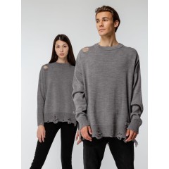 Джемпер оверсайз унисекс Grunge, серый, размер S/M